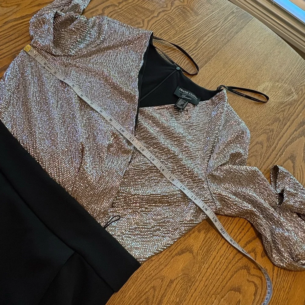Frank Lyman Evening Gown Maxi Dress Gold Sparkle Top Black Skirt Size 10 VGUC - Picture 6 of 12